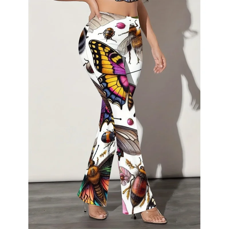 Printed flared pants for teenagers aged 7-16, suitable for daily street casual wear, suitable for all seasons