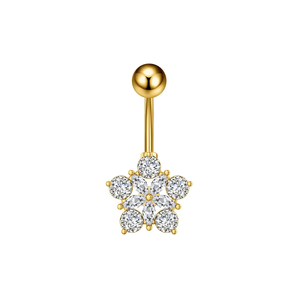 Gold Color Clicker Belly Button Ring, Heart Butterfly Design
