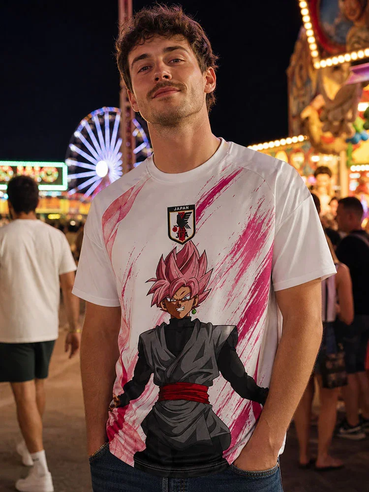 Maillot Du Japon Black Goku Rosé Dragon Ball Super Japanese anime football jersey Summer Sports Men's T-Shirt Clothing Tee  ﻿