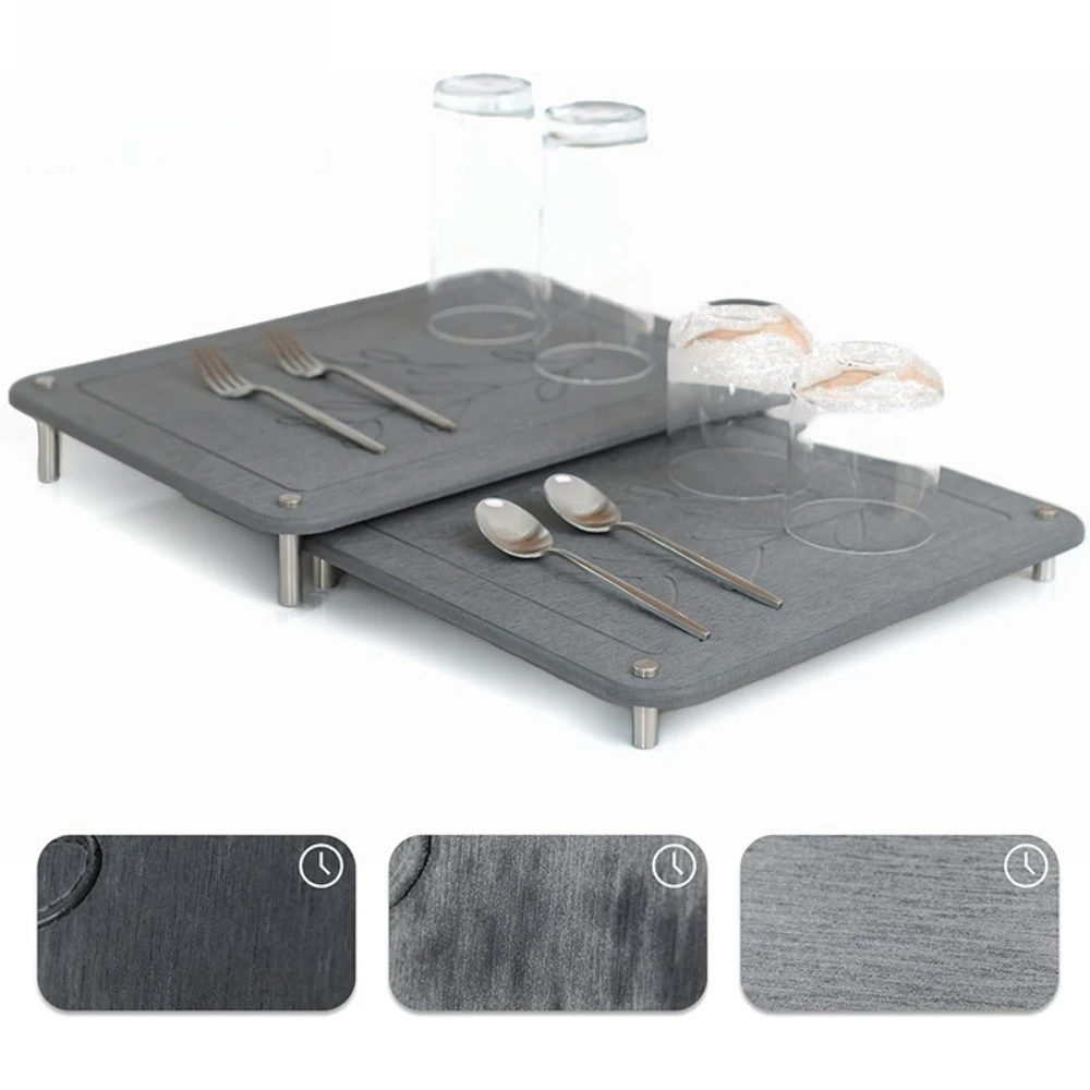 

Stone Drying Mats for Kitchen Counter,100% Diatomaceous Earth Dish Drying Mat with Non-Slip Feet,Super Absorbent Stone Dish Mat