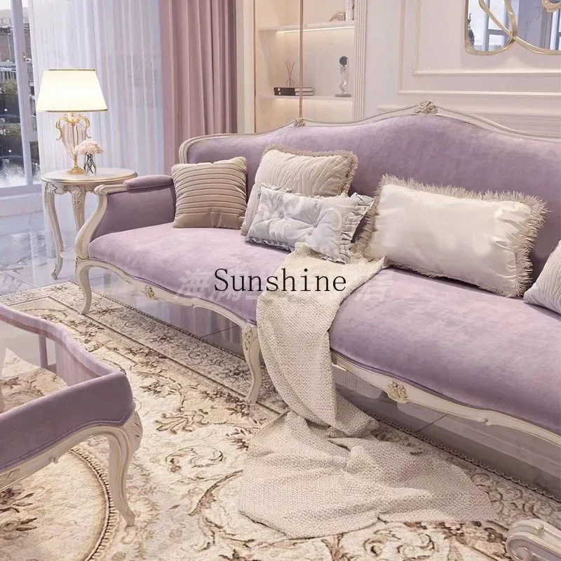 Court princess style carved neoclassical solid wood concubine sofa furniture combination