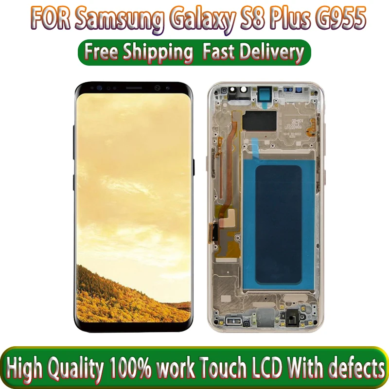 AMOLED Display For Samsung Galaxy S8 Plus G955 G955F LCD S8+ S8plus Display Touch Screen Digitizer Repair Parts，With burn shadow