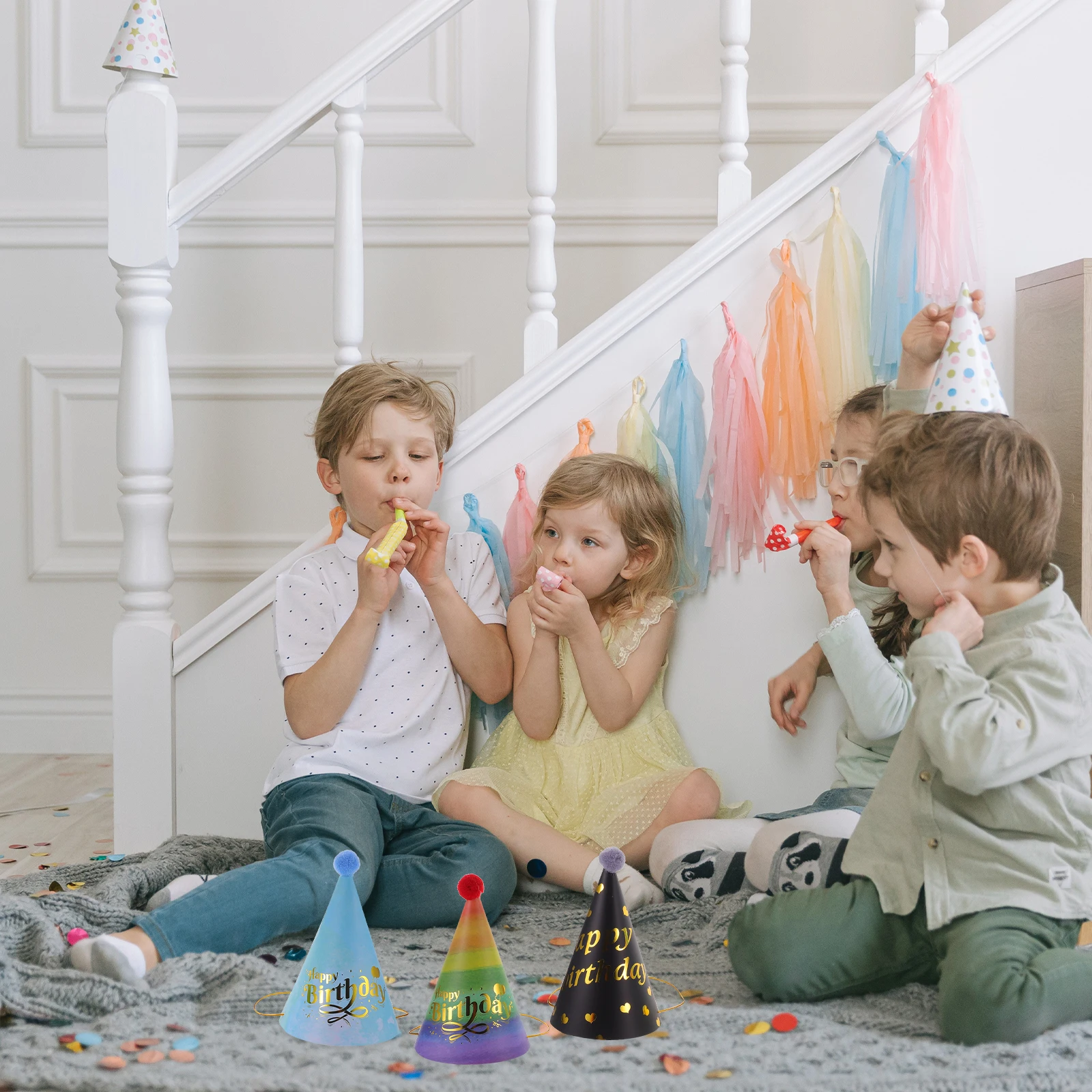 

8Pcs Party Hats for Birthday Fun Lightweight Cone Shape Birthday Hats with Top Decoration Party Favors for