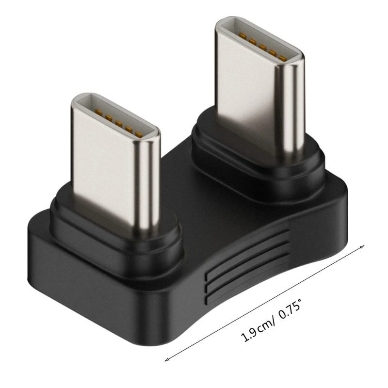 Type-C 180 Degree Angled Adapter, Male to Male Charging Power Adaptor 480Mbps Data Transfer Connector