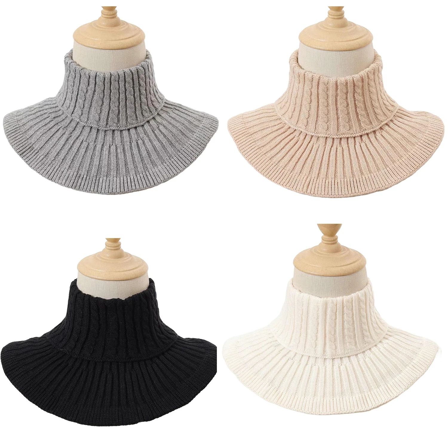 Knitted Collar Scarves for Women Detachable Fake High Collar Scarves Lapel Wrap Winter Fake Turtleneck Neck Warm Faux Collar