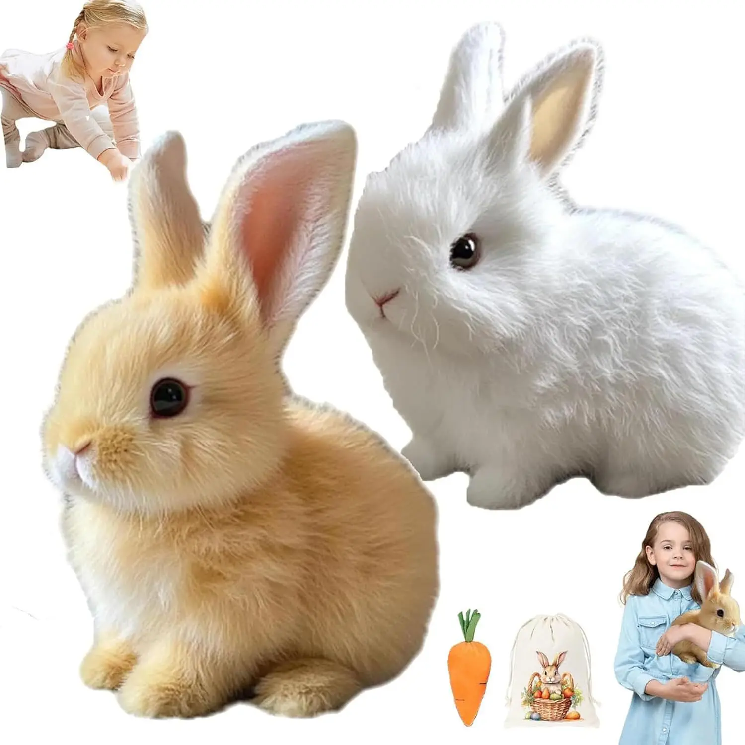 Easter My Realistic Bunny Toy, Electric Interactive Realistic Bunny - Jumping Twitching Shaking Ears, Plush Rabbit Toys for Kids