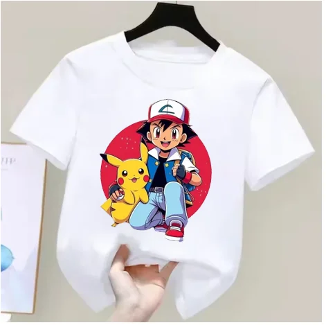 Anime Pokémon Boy's Girl's T-Shirt Cotton Retro Men's Cotton T-Shirt for Women Tops Casual Loose Short Sleeve Couple Y2k