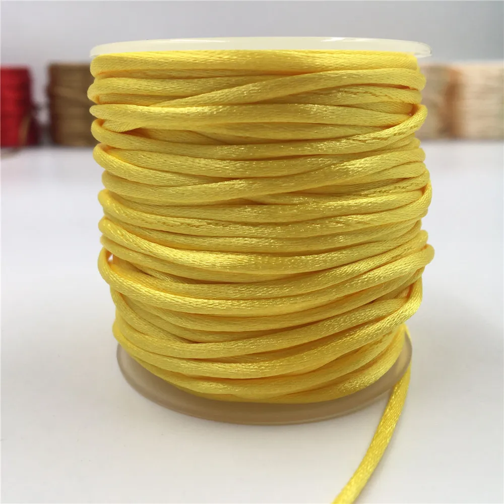 2mm amarelo rattail satin cord thread nó chinês macrame pulseira trançada corda diy borlas beading thread 10-225 metros