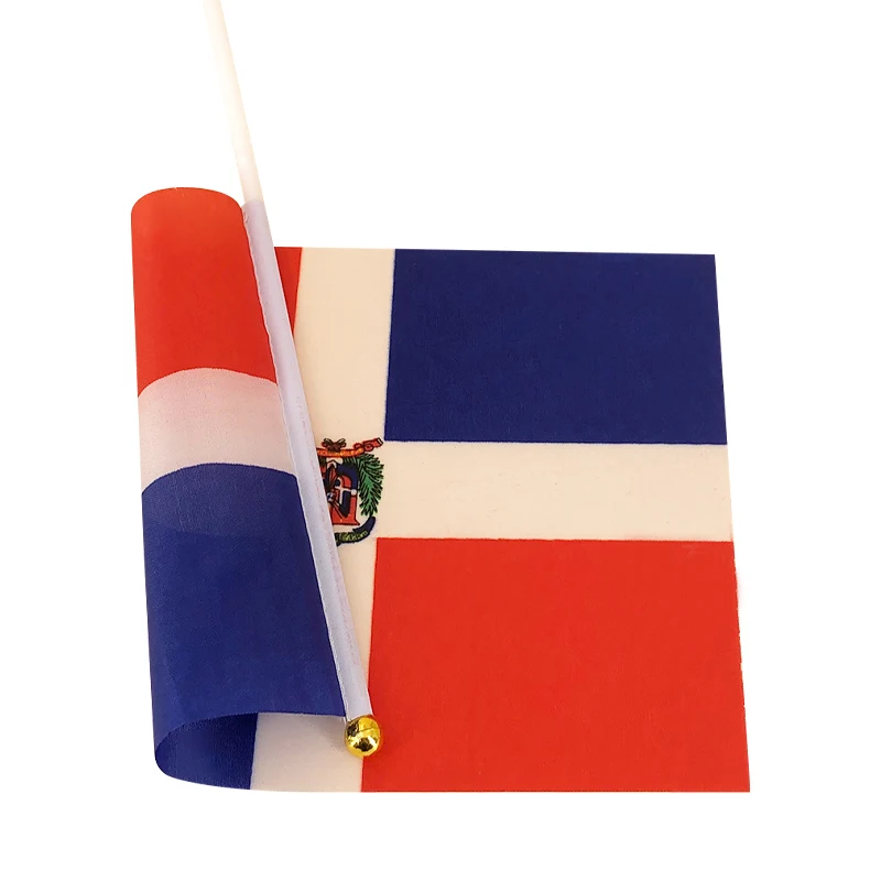 aerlxemrbrae Custom Hand Flag   14*21cm   50 PCS/ lot Promotion Wholesale Small   Dominican  Hand flag Waving National Flag