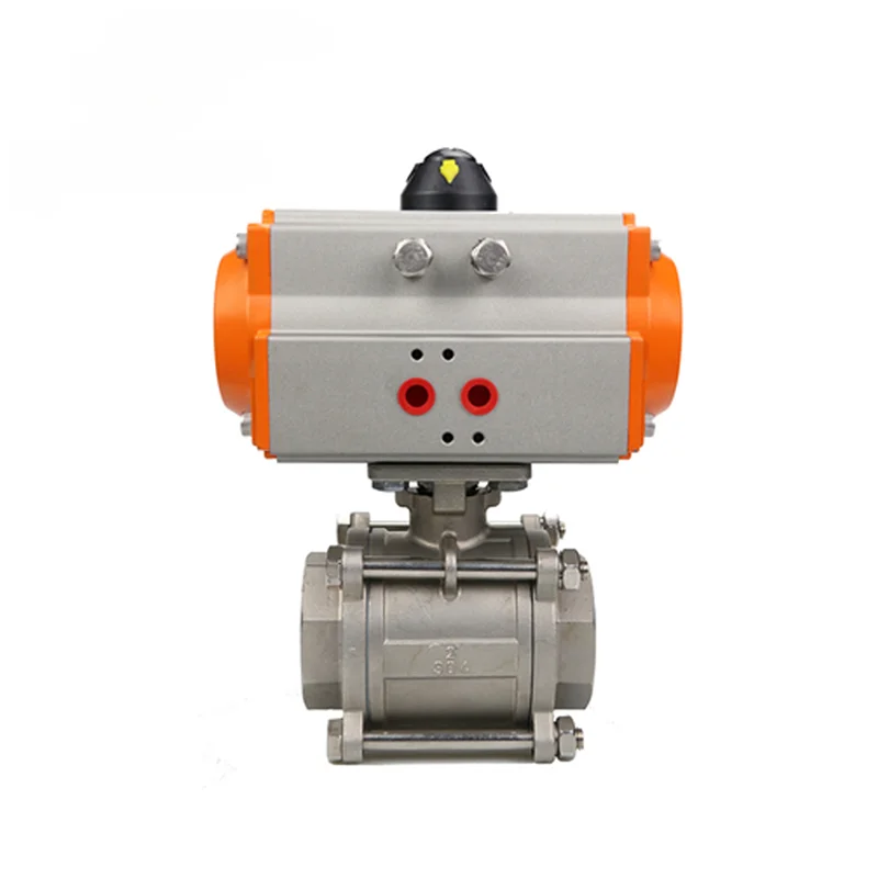 

1/4" 3/8" 1/2" 3/4" 1" Three piece High Platform Pneumatic Ball Valve 304 Stainless steel Q611F-16P Double Acting Cylinder