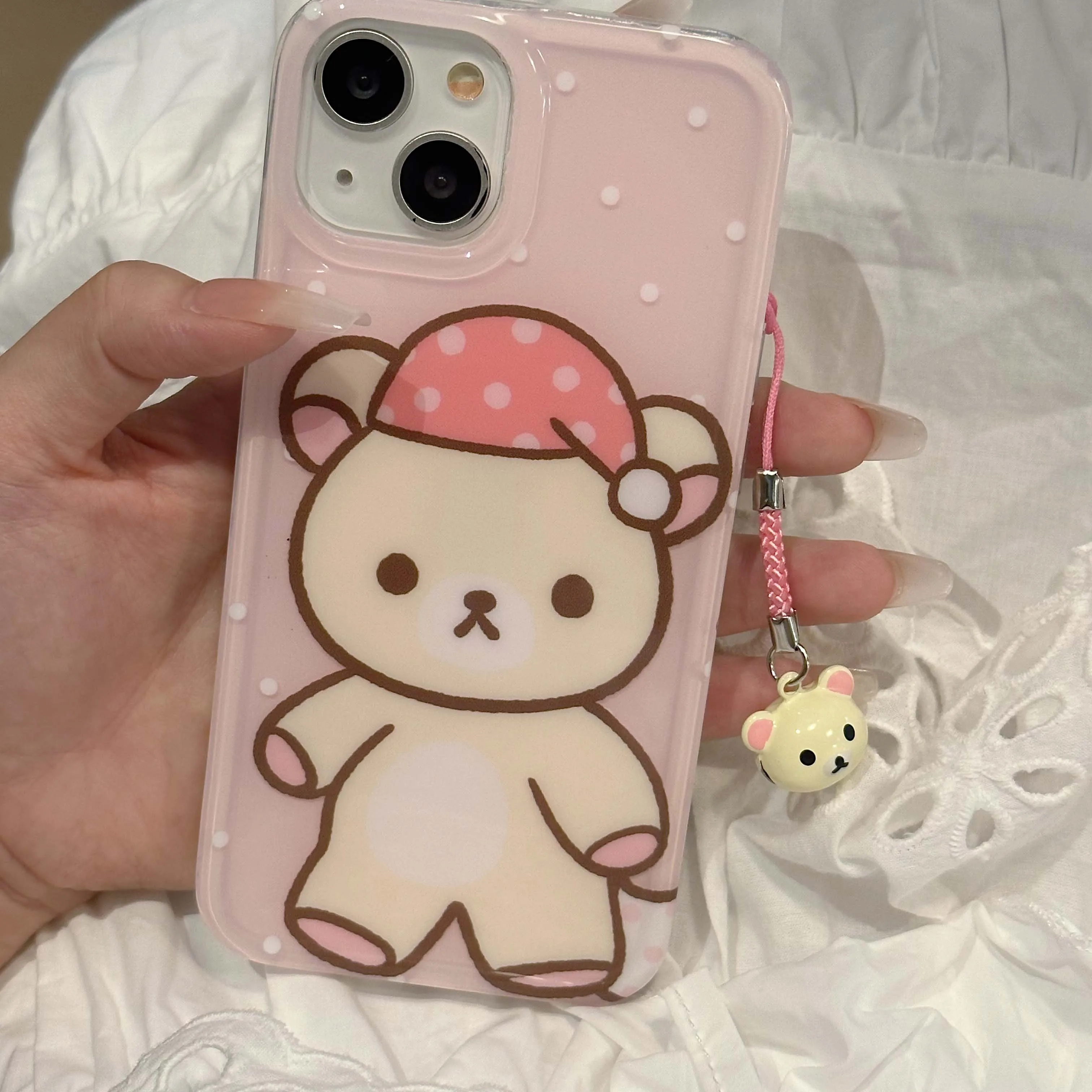 Cool bear ins jane imd phone case pendant back cover for iphone 13 12 14 pro max 15 promax protector fundas