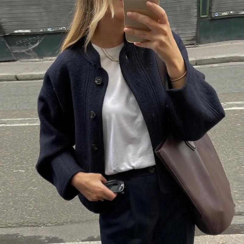 

Универсальное короткое теплое шерстяное пальто, осень-зима, женское классическое пальто на пуговицах, повседневное свободное вневременное пальто, модная женская одежда