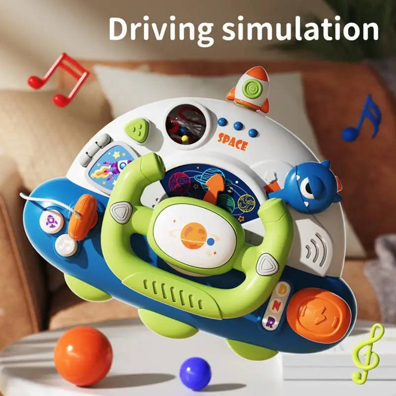 

Steering Wheel Toy Eletric Simulation Steering Wheel Copilot Stroller with music and sound Early Educational Toys for Toddler