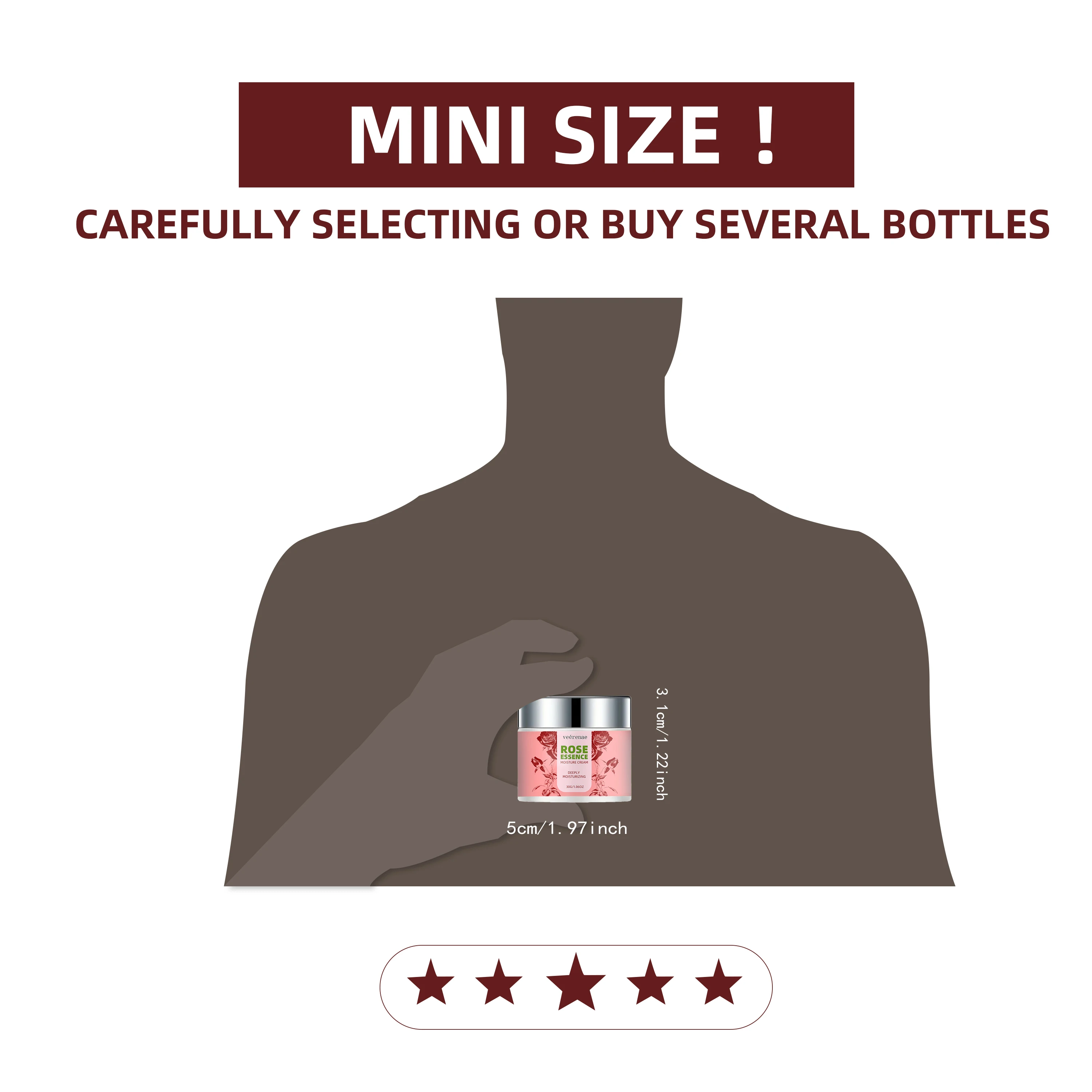 Veérenae ROSE ESSENCE MOISTURE CREAM, : Rose & Collagen for 24H Hydration, All Skin Types, 1.76/1.06OZ Gift