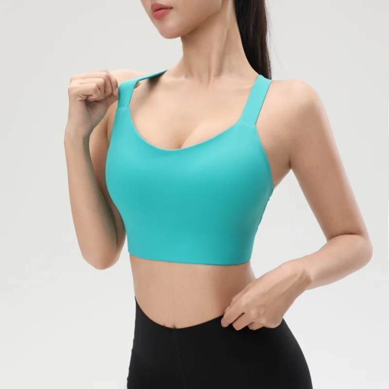 Women's Cross Back Yoga Bra Breathable High Elasticity Fixed Chest Pad Sports Bra Comfortable Fitness Bra for Active Wear