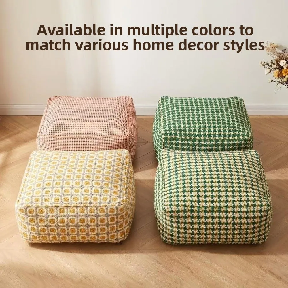 Large Capacity Square Pouf Cover Removable No Fillings Unstuffed Cushion Cover Stackable Minimalist Storage Leg Bench