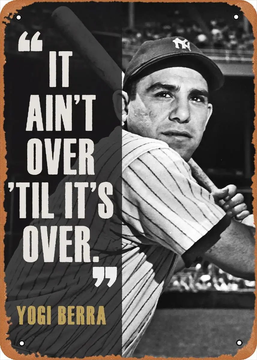 Yogi Berra Metal Tin Sign 8 x 12 in Quotes Of Sports Legends Vintage Poster Man Cave Decorative