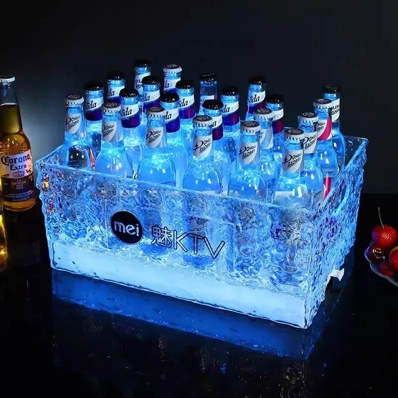 

Ice pattern glowing bucket bar clear bar KTV beer frame high value Internet celebrity pattern beer ice bucket