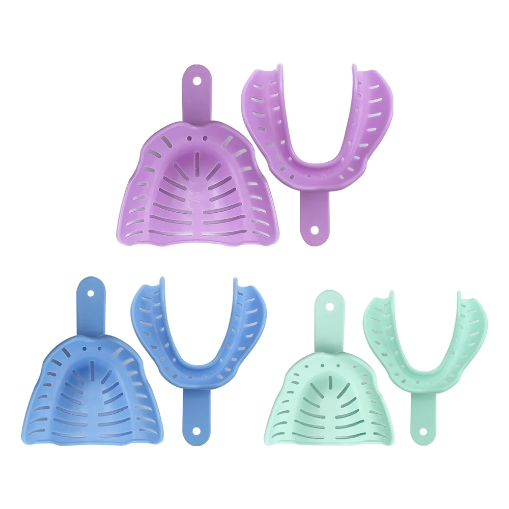 6Pcs/set Dental Impression Tray Plastic Disposable Colorful Teeth Holder Dentistry Laboratory Materials S/M/L Oral Care Tools