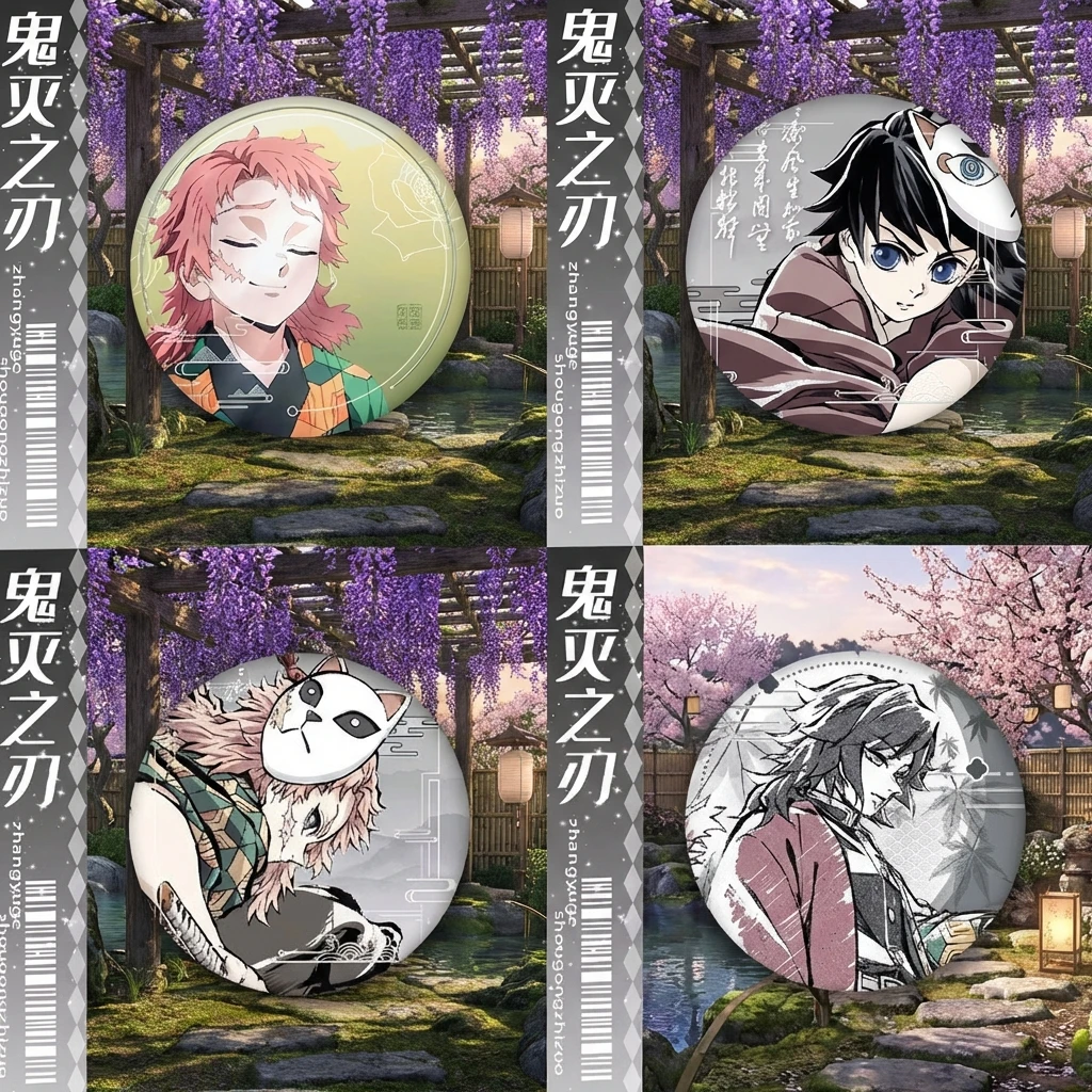 

Demon Slayer Badge Kimetsu no Yaiba Anime Merch Pins Brooch Collection Cosplay Pillar Training Arc Tomioka Giyuu Sabito