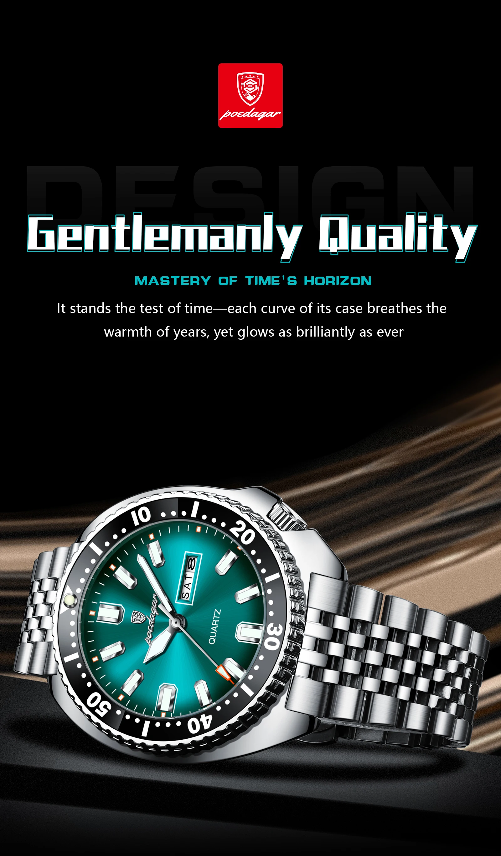 POEDAGAR Luxus Business Männer Uhr Datum Woche Wasserdicht Leucht Mann Armbanduhr Sport Edelstahl Quarz herren Uhren Reloj – Detail 5