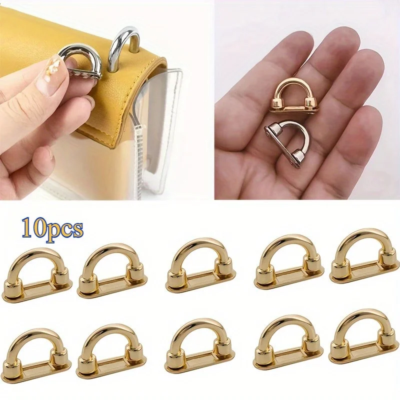 10Pcs Metal D Ring Buckles for Handbag Strap Connector, DIY Leather Craft Hardware Accessories
