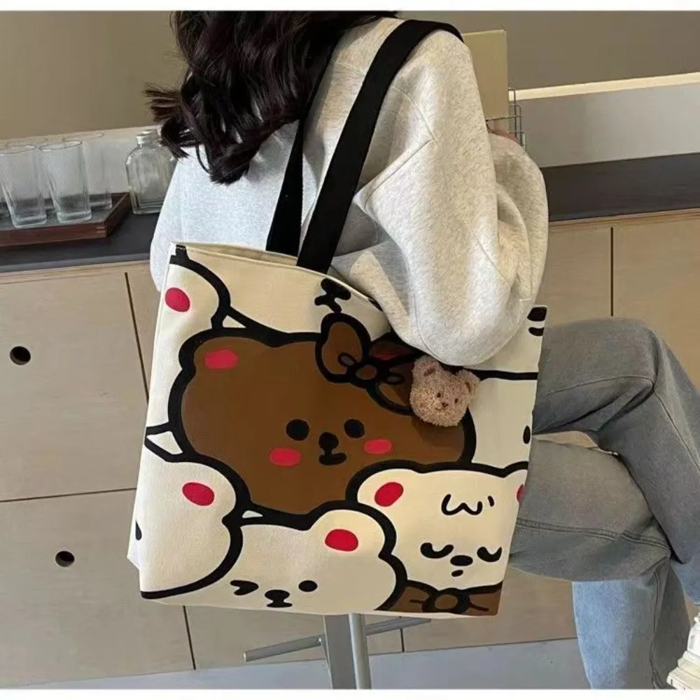 2024 Large Capacity Canvas Bag Trendy Casual Shoulder Bag Reusable Portable Handbag Party image 4