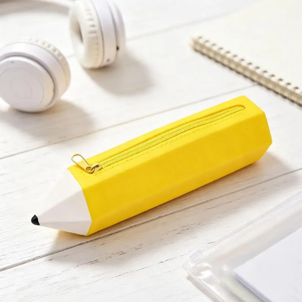 Capacity Organizer Bag Waterproof Silicone Pencil Case with Zipper Stationery Organizer Pouch for Pens Erasers Rulers School