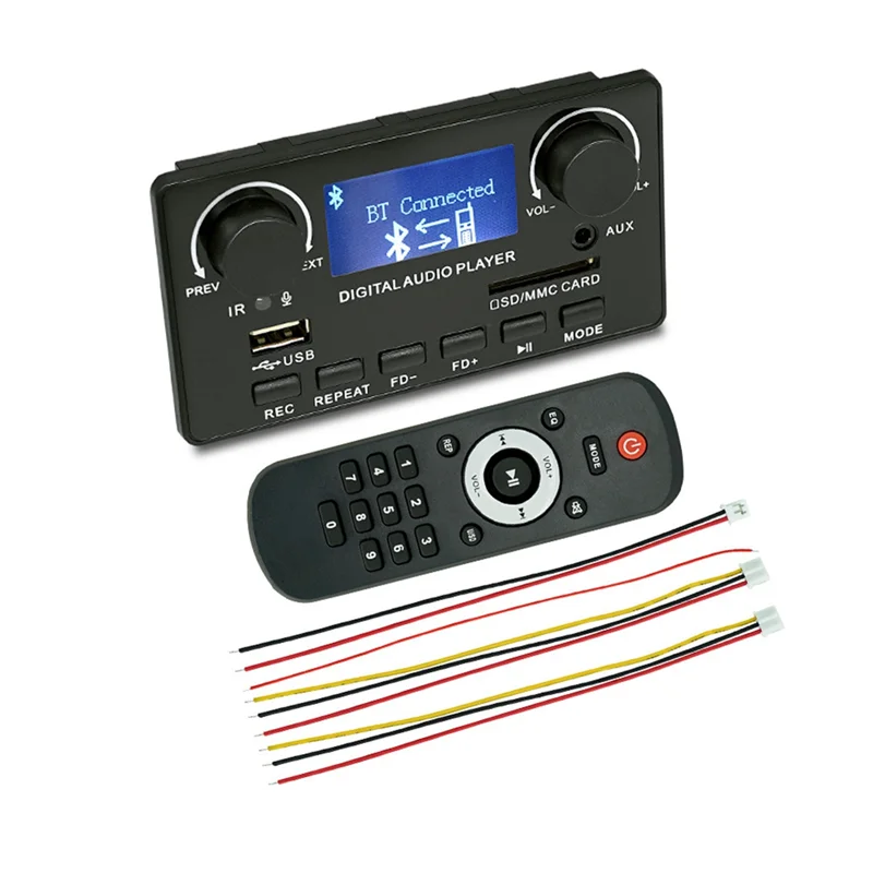 LCD Display Bluetooth 5.0 MP3 Decoder Board Support Handsfree Recording FM DC 12V MP3 WMA WAV APE FLAC Audio Player HOT