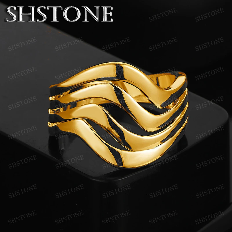 

High Quality 18k Gold Wavy Line Ring For Women Men Charm Wedding Birthday Party Fashion Fine Luxury Jewelry Gift Wholesale