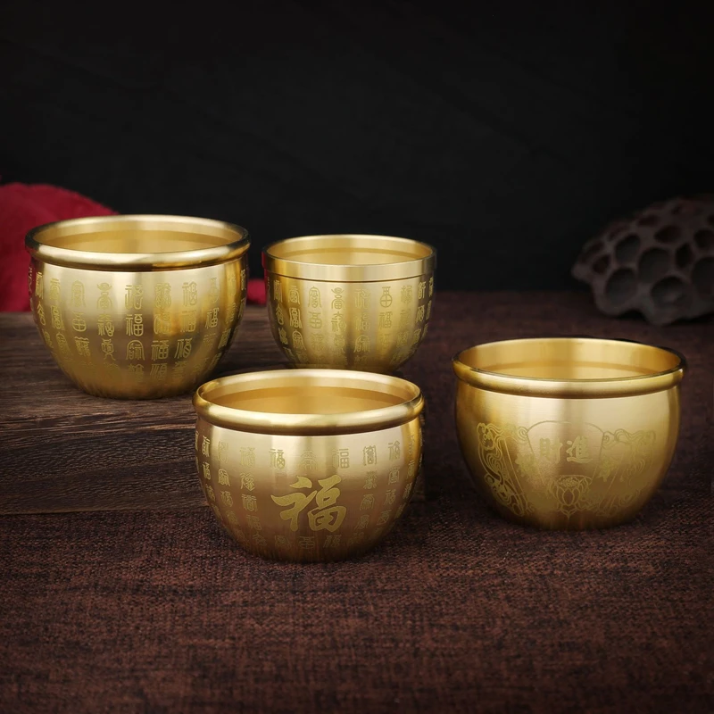 Gold Feng Shui Blessing Bowl Copper Material Fine Workmanship Exquisite Mini Home Decor Meaningful Gift for Housewarming 2025