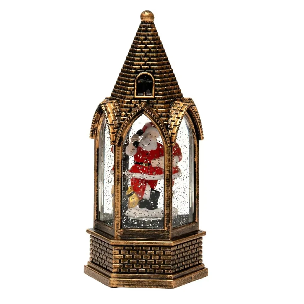 

Christmas LED Night Light Snowman Lantern Lamp Ornament Decor Water-filled Dome Hexagonal Lantern for Home Xmas Navidad Gifts