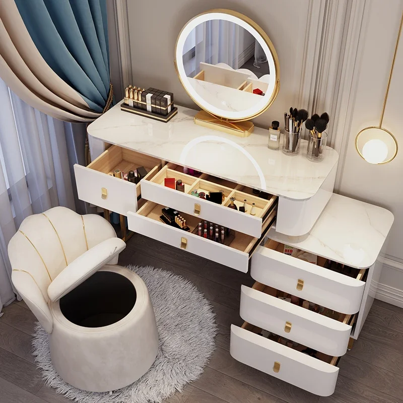 Luxury Nordic Vanity Table Organizers Storage Girls Makeup Vanity Table