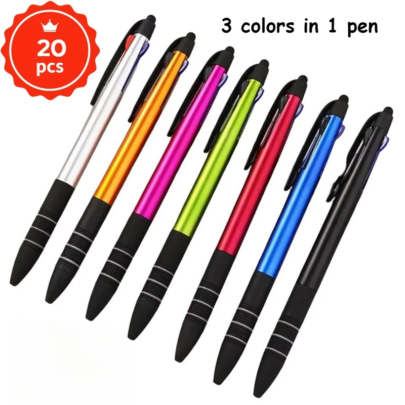 

20PCS 3 in 1 Multi Functional Three Color Ballpoint Pens for Advertising School and Corporate Gifts Office Schools Diaries Gifts