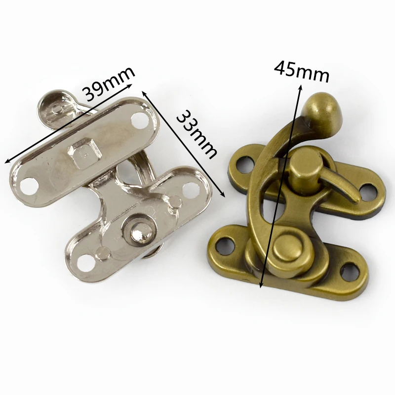 1-5Pcs 45X37mm Box Toggle Latch Hasp Metal Lock Decor Hasps Hook Clasp Curved Buckle For Jewelry Chest DIY Hardware Accessories