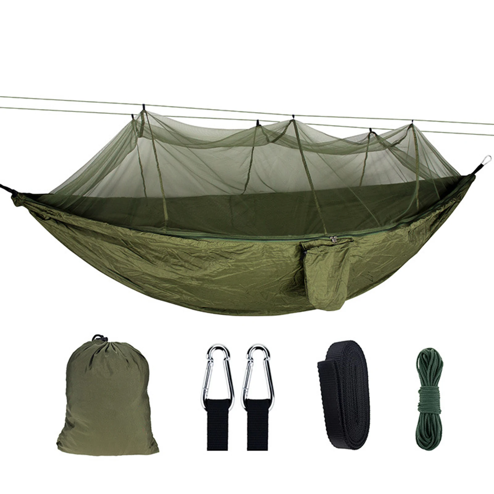 

‌Outdoor Mosquito-Proof Double Camping Hammock with 210T Nylon Net, Portable Lightweight 2-Person Bed for Backpacking & Travel