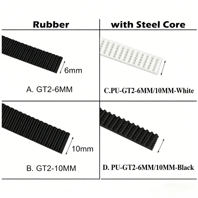Rubber / PU 3D Printer Timing Belt, Open End Rubber Synchronous Belt, High Torque Drive Belt 6mm / 10mm Width for 3D Printer