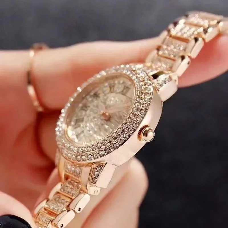 Gypsophila Strass Horloge Voor Vrouwen Prachtige Luxe Horloge Mode Sieraden Accessoires Quartz Horloge Kristal Polshorloges