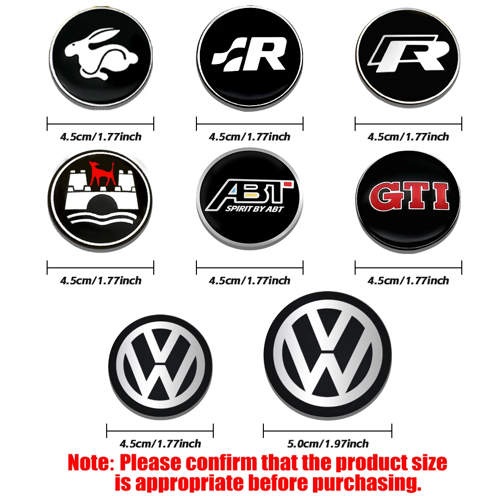 1pcs 45/50mm Car Emblem Steering Wheel Badge Stickers For Volkswagen VW R GTI Golf Polo Tiguan Passat Caddy MTM Auto Accessories