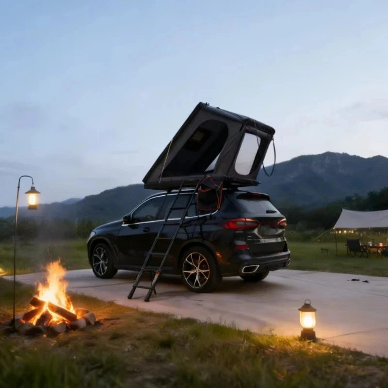 Heavy‑Duty Straight Bracing Type Hard Shell Rooftop Tent Exterior Mod Part For 2‑3 Person Four‑Season SUV Camping