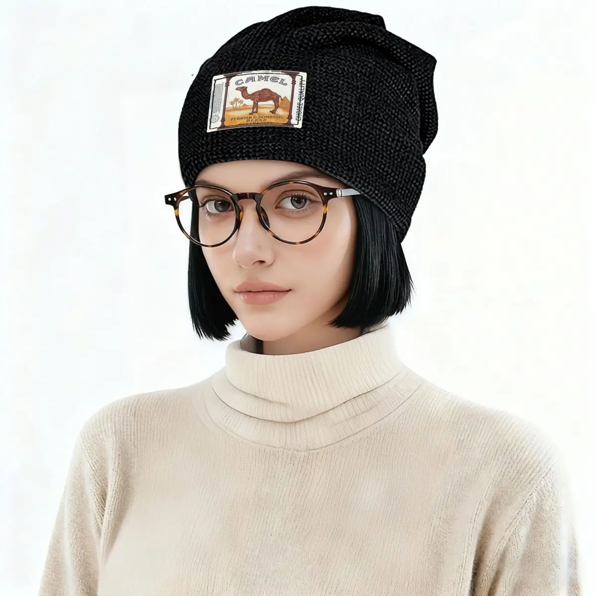Vintage Camel Cigarette Pack Warm Fleece-Lined Cap Hip Hop Bonnet Hat Autumn Winter Outdoor Beanies Hats for Men Women Adult