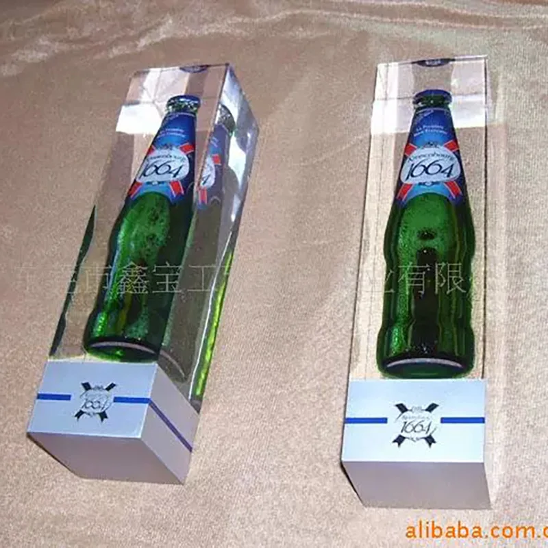 Custom Epoxy Resin Bottle Art, Embedded Liquor Display Craft, Corporate Promotional Gift Idea