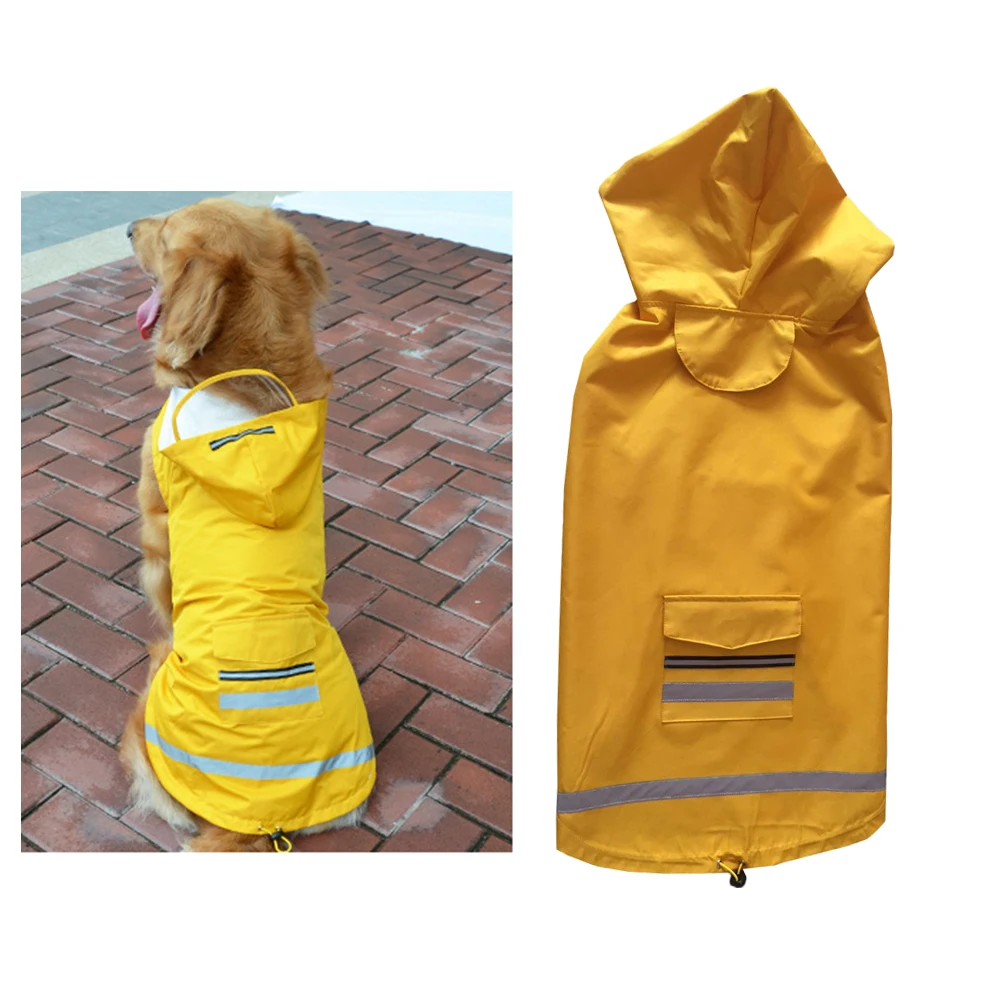 

Dog Raincoat with Reflective Stripes Pet Jacket Golden Retriever Waterproof Slicker Large