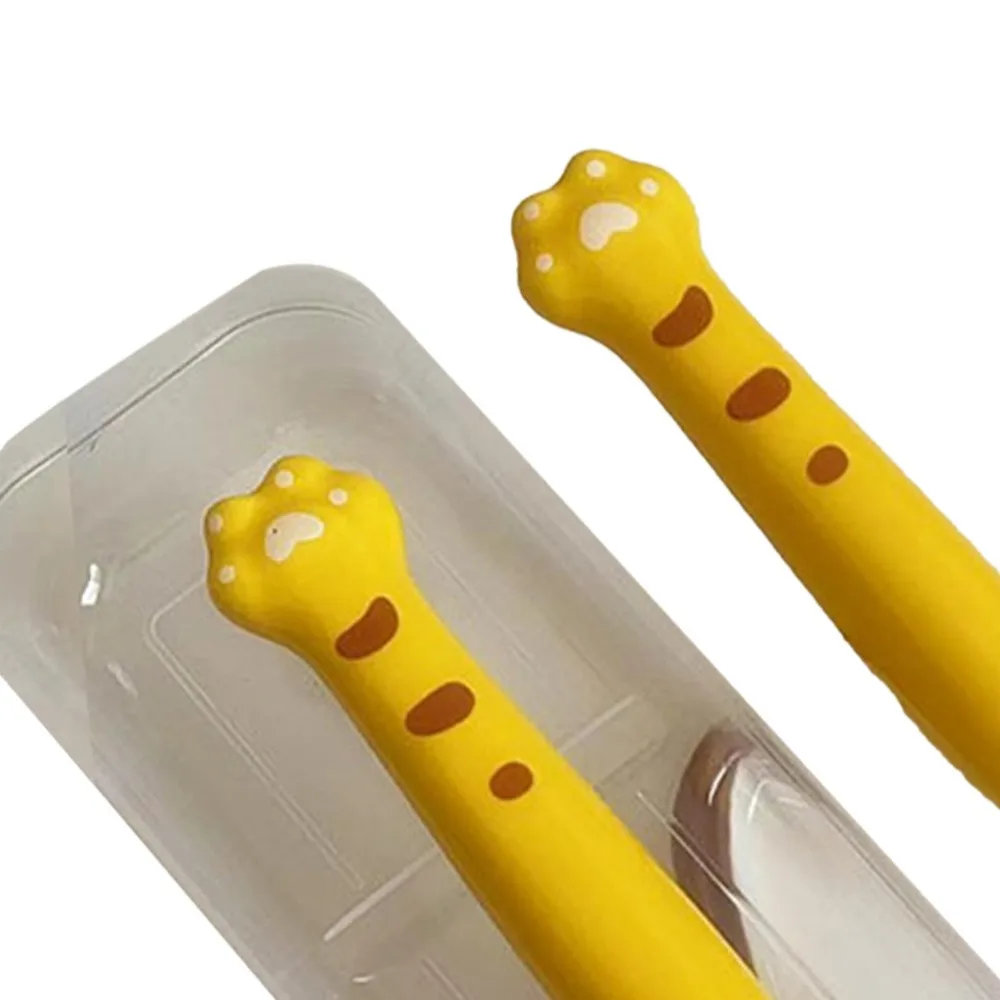 1Set Rustless Steel Tableware Rounded Smooth Short Thick Flatware Set Lightweight Cartoon Outer Dinner Kit Fruit Feeding