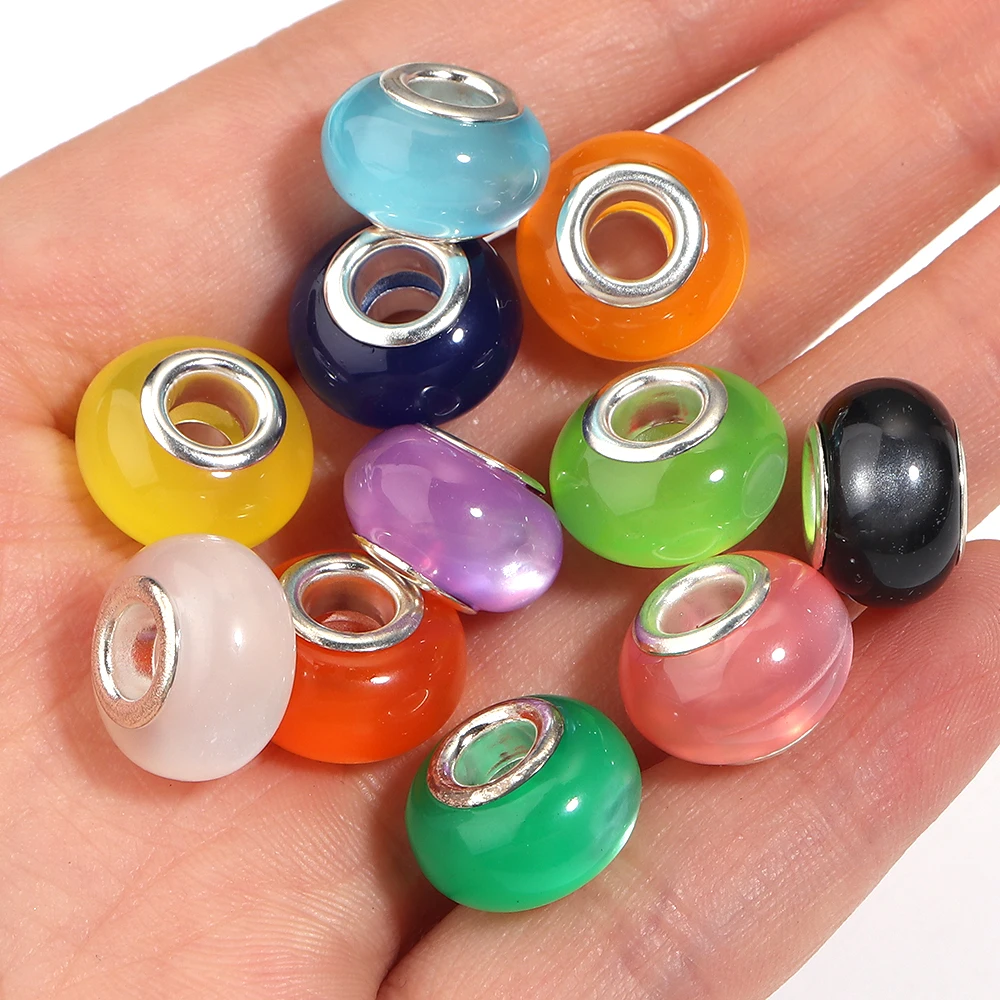 20 Stück/Set 9x14mm Zweifarbige Großloch-Harzperlen Anhänger Lose Zwischenperlen für Schmuckherstellung Zubehör DIY Halskette Armband – Detail 5