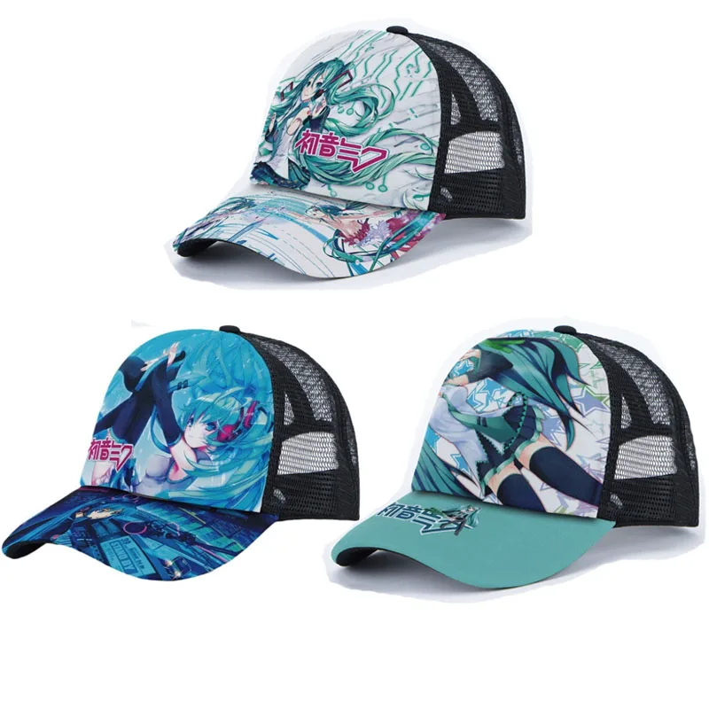 

Hatsune New Miku Cartoon Anime Peripherals Series Miku Hats Cosplay Cap Adjustable Hats Anime Harajuku Cap Sunshade Cap Gifts