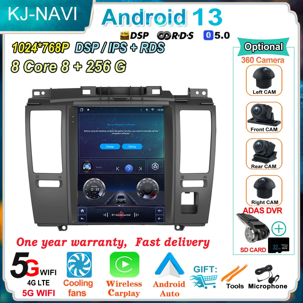 

9.7 Inch Multimedia Player for Nissan Tiida 2004 - 2010 Car Stereo Android 13 Auto Wireless Carplay Screen with Frame GPS