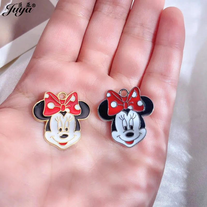 JUYA 15pcs Enamel Mouse Charm Pendants For Jewelry Making Women Kids DIY Necklace Handmade Findings Crafts Accessories