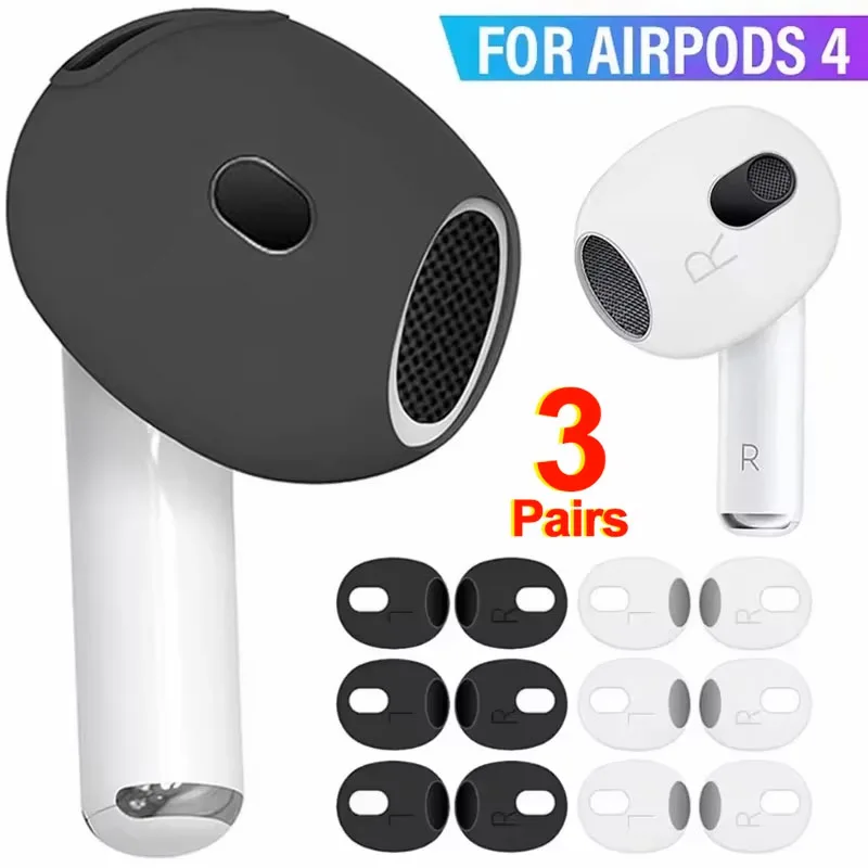 3 paires d'embouts en silicone pour Apple AirPods 4, embouts d'écouteurs en caoutchouc ultra fins de remplacement, couvre-écouteurs antidérapants pour Airpod 4