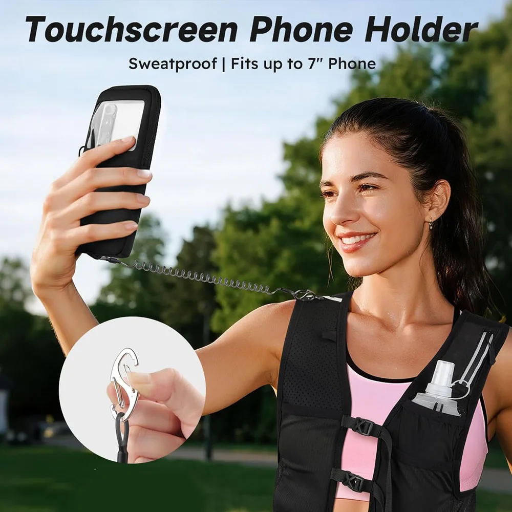Running Vest Women Men Lightweight Hydration Reflective Running Vest  with 500ML Soft Flask  Phone Holder for Outdoor Running